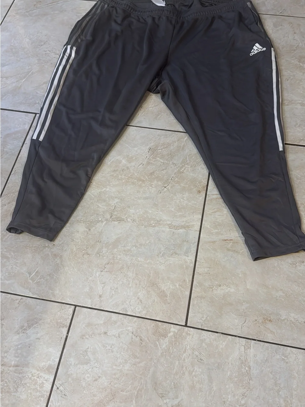 adidas Men’s Grey Joggers with White 3-Stripes